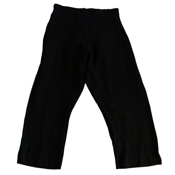 Bryn Walker Size M 100% Linen Crop Pants Black Made In USA Elastic Waist Pull On - Picture 1 of 5